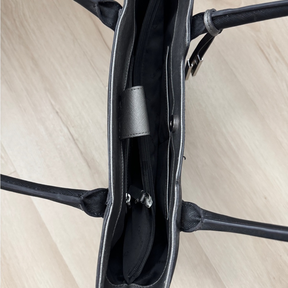 Calvin Klein Saffiano Black Leather Tote Bag - Picture 7 of 7